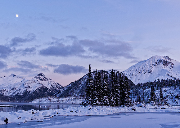 Early Snow over Garibaldi Lake at Dusk